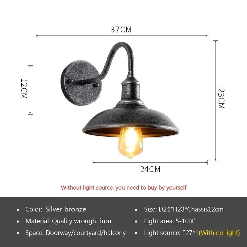 lampe murale industrielle vintage bronze noir étanche éclairage maison E27 LED