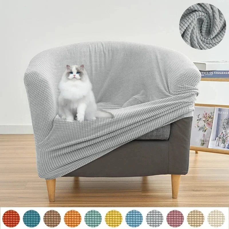 housse fauteuil moderne carreaux gris blanc élastique décorative salon salon maison intérieur