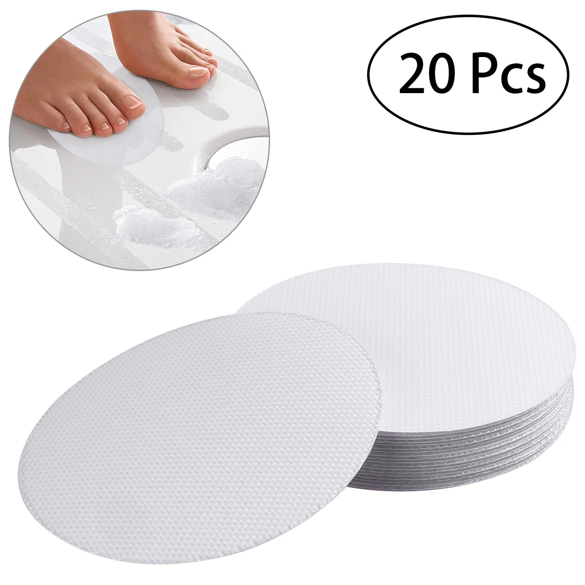 tapis bain anti dérapants adhésifs moderne blanc 20 pièces 10cm texture micro poreuse sécurité