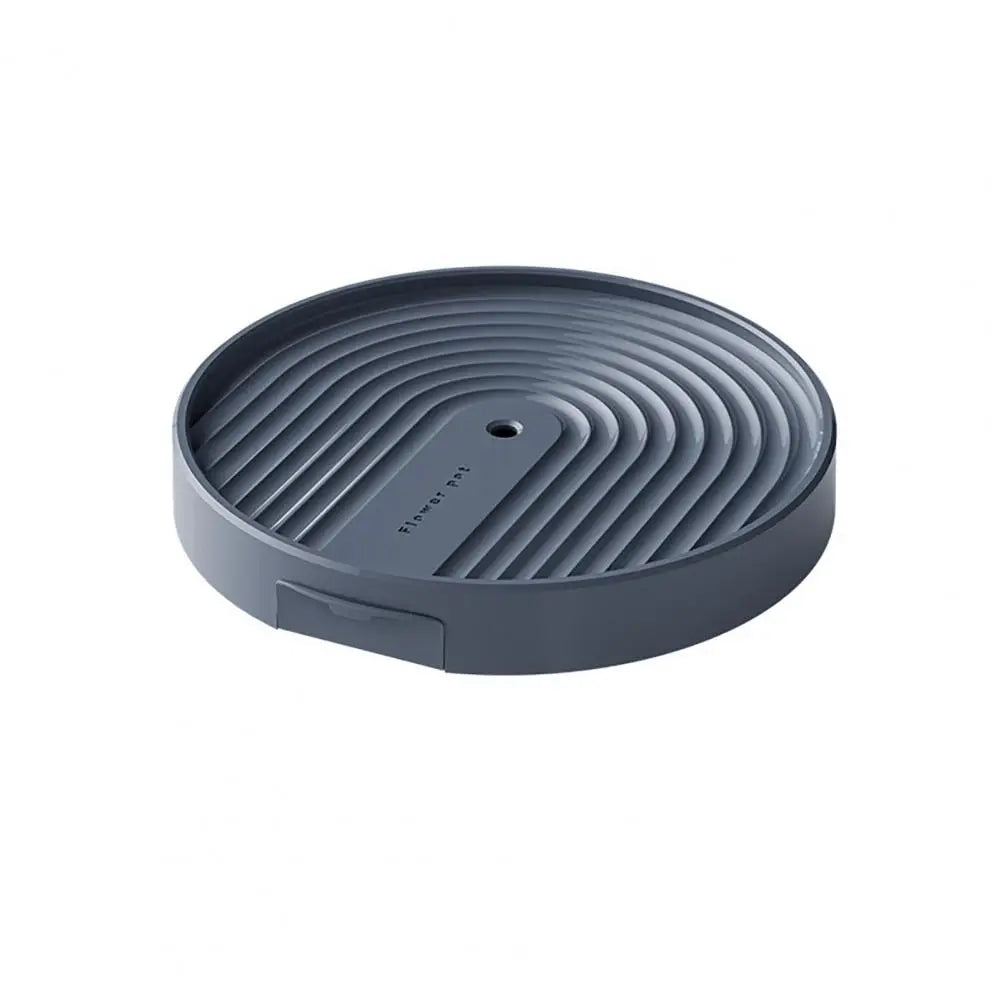 support plante roulettes collecte eau moderne gris clair rayures concentriquesversibleintérieur