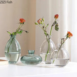 vases hydroponiques modernes transparents marron lisses décoration table plantes fleurs artificielles minimalistes