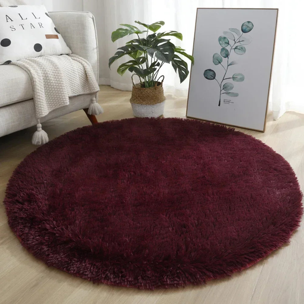 tapis rond uni moderne doux polyester 40cm rose clair vert violet marron bleuclair beige
