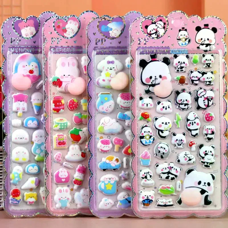 autocollants 3D animaux mignons fruits gâteaux nuages coeurs kawaii adhésifs