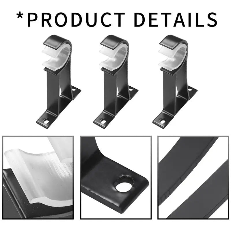 supports rideau noirs modernes boucles plastique texture métallique