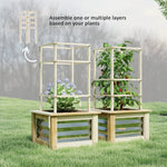 potager surélevé treillis bois clair feuillage vert panneaux métalliques rustique jardinage
