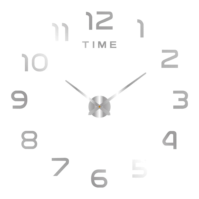 horloge murale stickers chiffres relief effet miroir moderne couleur vert doré rouge argenté noir
