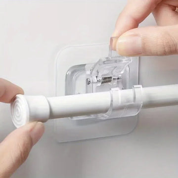 supports tringle rideau adhésifs transparent blanc modernes pratiques rapide sans perçage