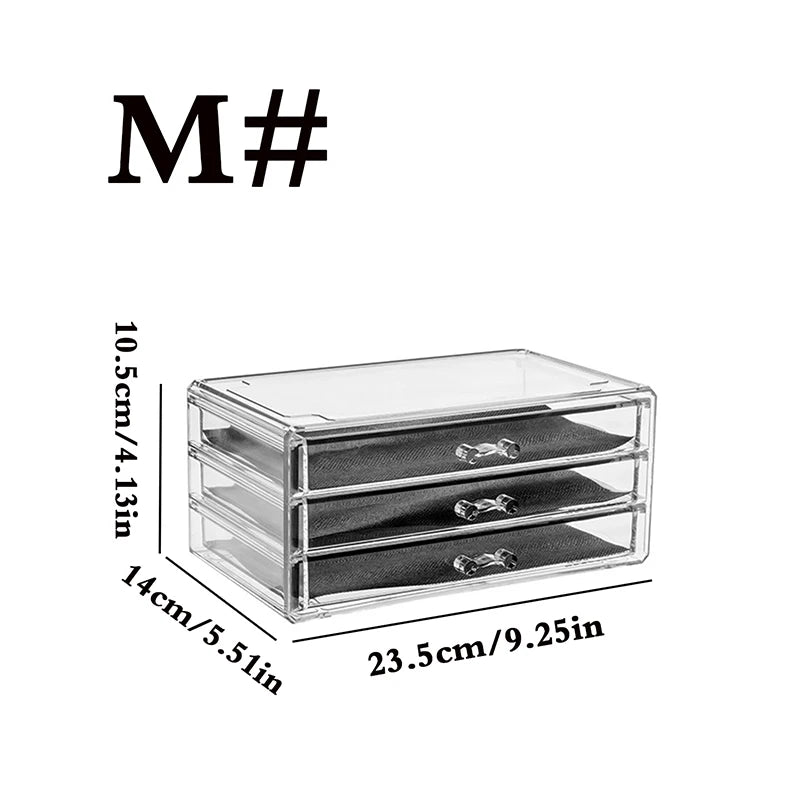 boîtes rangement cosmétiques transparentes moderne poignées 12 compartiments crayons tiroirs rouges lèvres pinceau crème