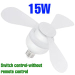 ventilateur led lumière intégrée blanc moderne télécommande trois vitesses niveaux luminosité