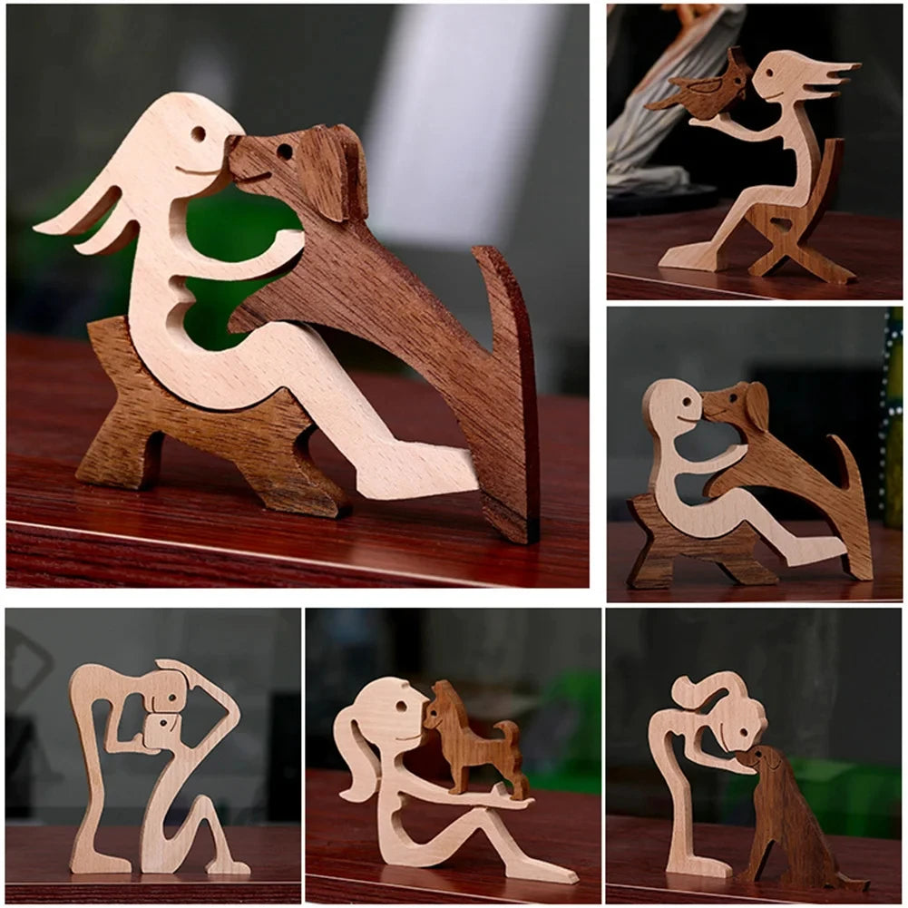 Sculpture sur bois thème famille et amitié