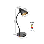 lampe table rotative moderne noir réglage luminosité interrupteur tactile basse consommation abs