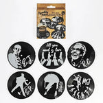 coasters vintage rockabilly noir motifs disques vinyle blancs résistants chaleur antidérapants plastique respectueux environnement