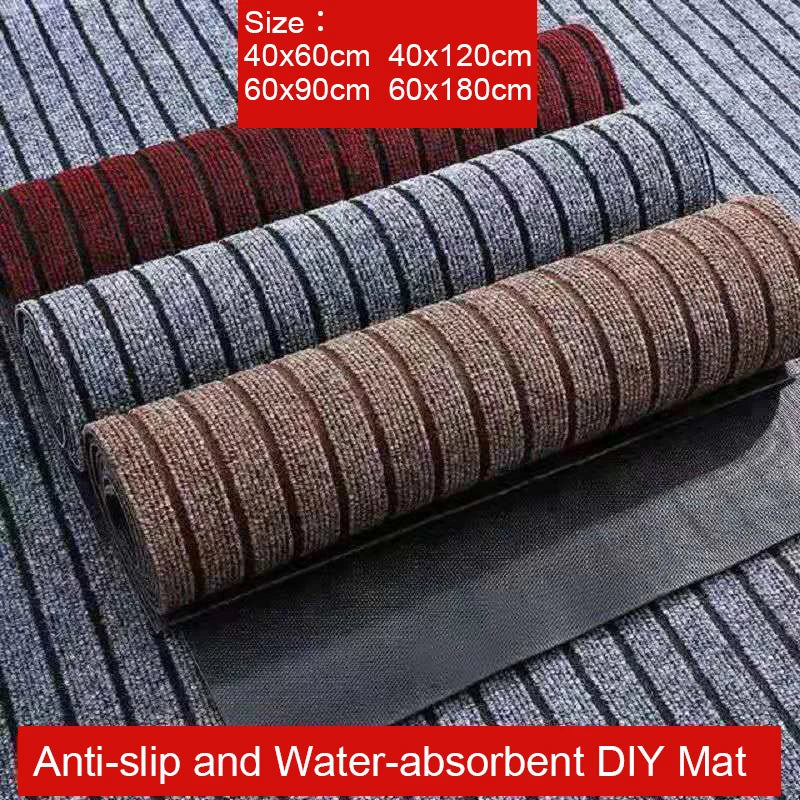 tapis antidérapant moderne adhésif gris noir rayures horizontales résistant l'eau facile nettoyer intérieur extérieur