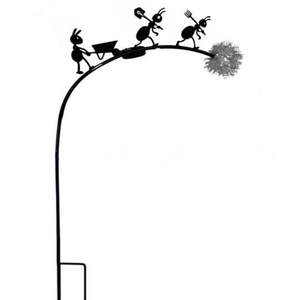 Sculpture jardin fourmi abeille fleur lumineuse solaire led noir artisanal moderneextérieur