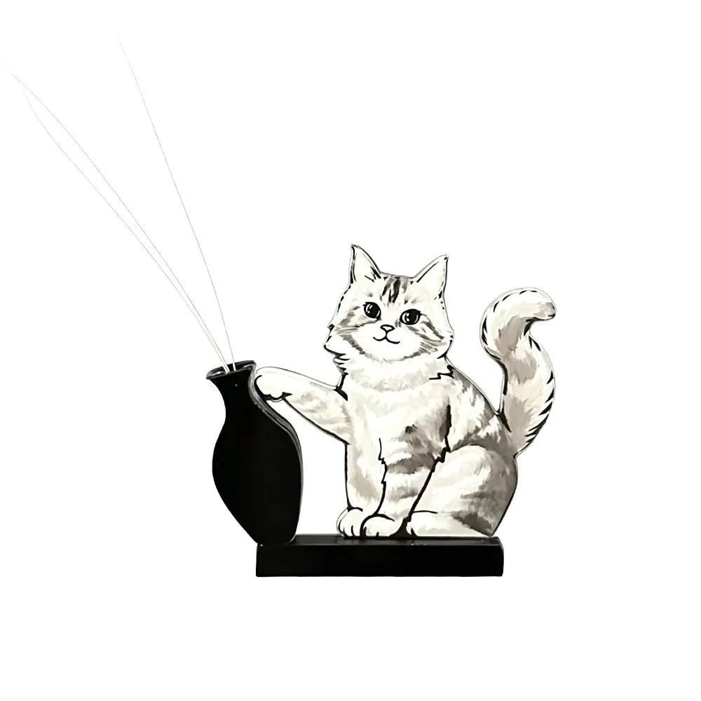 aimants chats dessin animé chat blanc noir orange vase assis tenancient vase