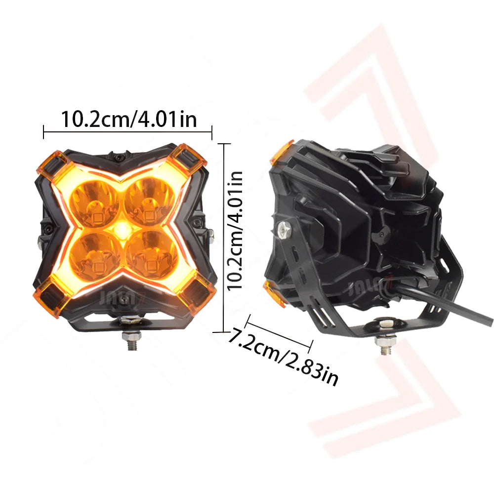 projecteur led noir orange quadrillé moderne robuste ip67 50w 6500k fixations adaptateurs tamaño
