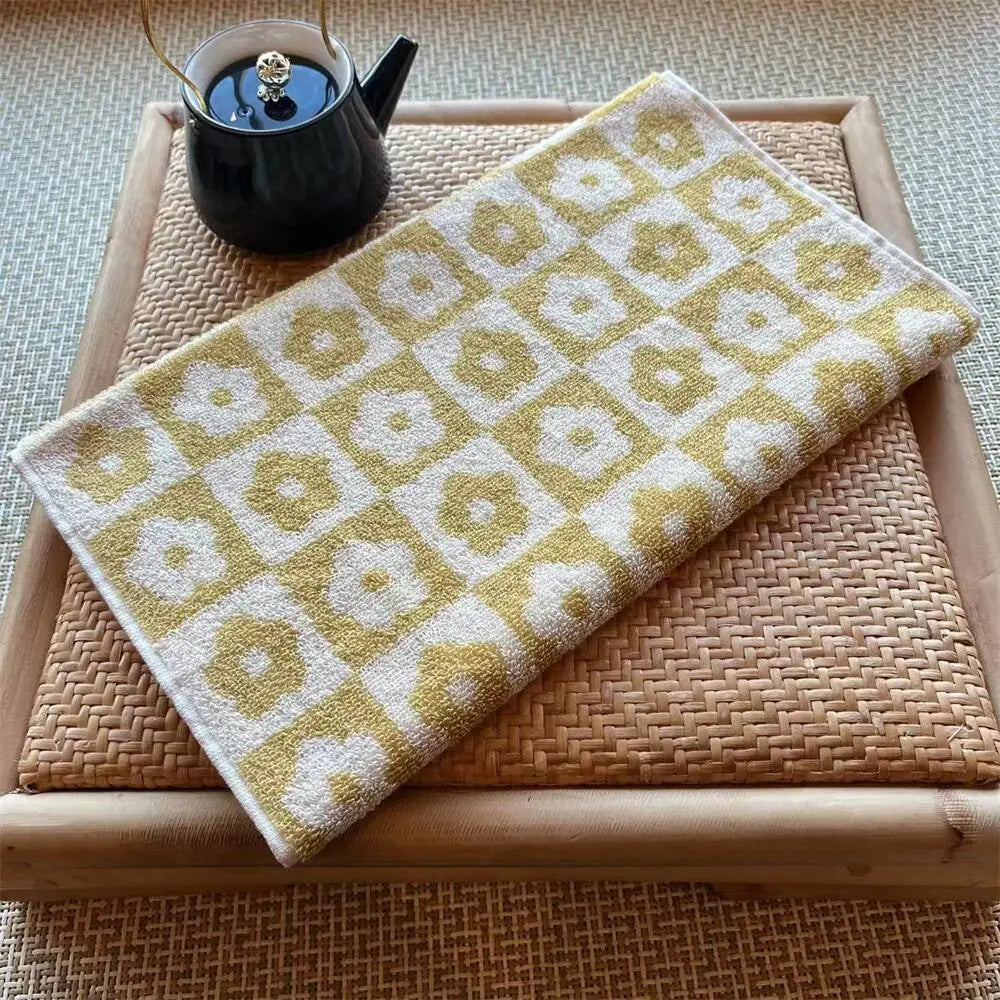 serviettes coton fleurées carreaux absorbantes adultes enfants moderne minimaliste vert rose marron jaune violet