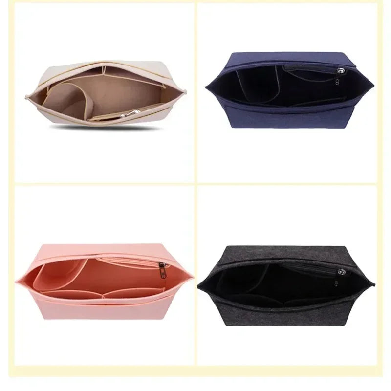 sac cosmétique moderne réutilisable beige noir rose pâle uni opaque poignée amovible compartiments intérieurs