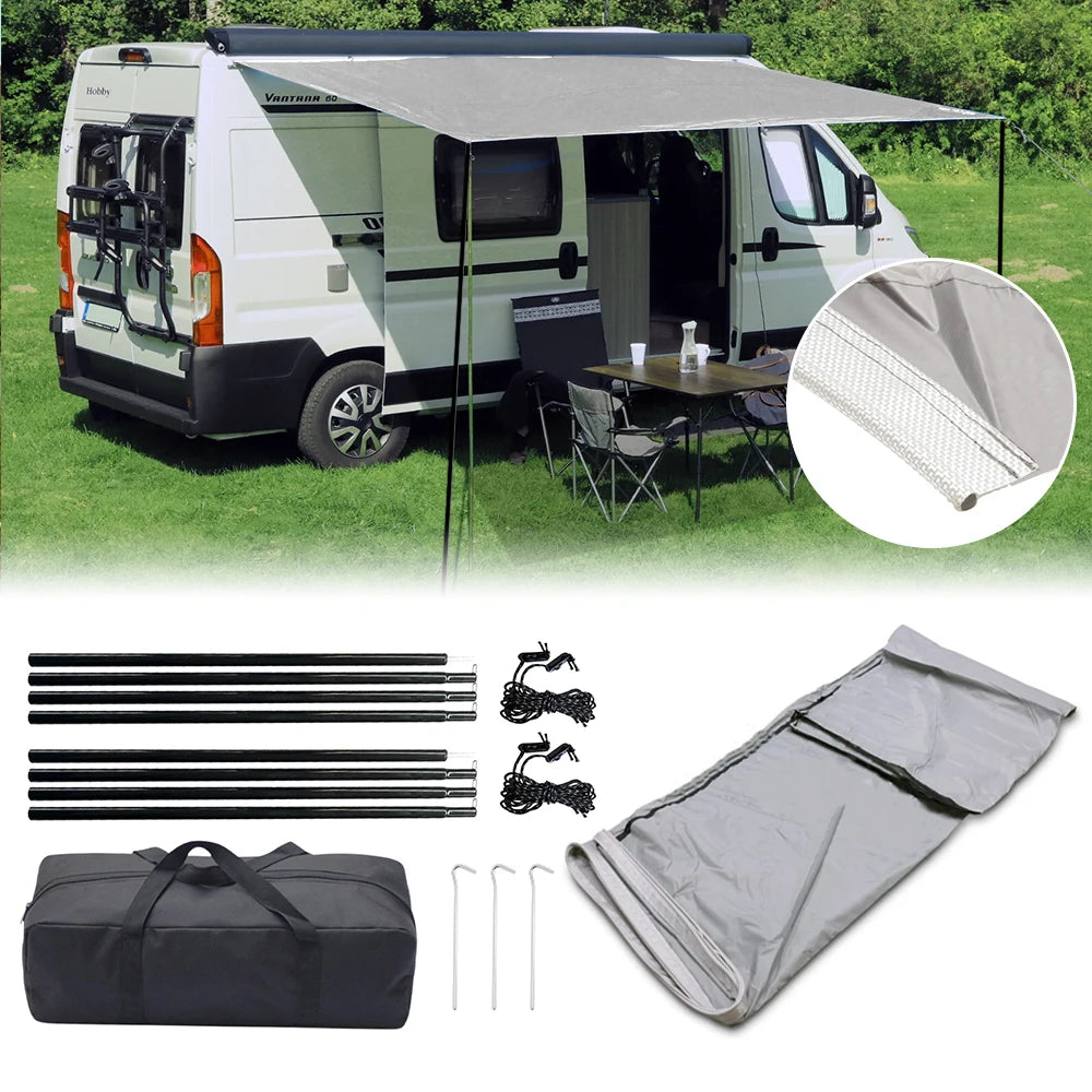tente camping gris imperméable moderne sac transport câbles fixations