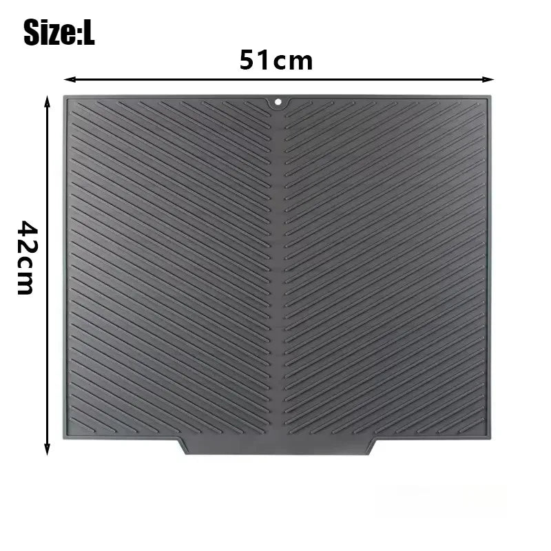 tapis silicone gris moderne rayures diagonales cuisine antidérapant respectueux environnement filtration eau protection vaisselle