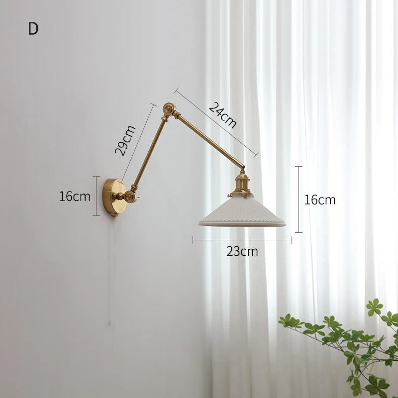 lampe murale moderne or blanc plissée cordon commande 29cm 16cm 24cm 14cm 30cm 17cm