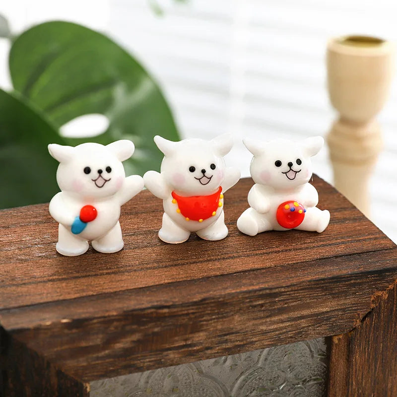 ornements animaux mignons figurines verre cartoon coeurs lunettes rubans maison jardin chambre decoration diys