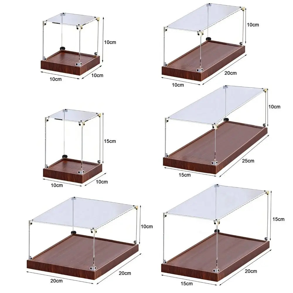 présentoir transparent moderne plateau bois clips métalliques rangement acrylique respectueux environnement empilable articles divers