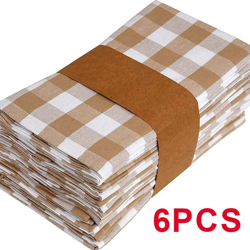 serviettes table orange blanches carreaux classiques pack 12 24 cm45cm
