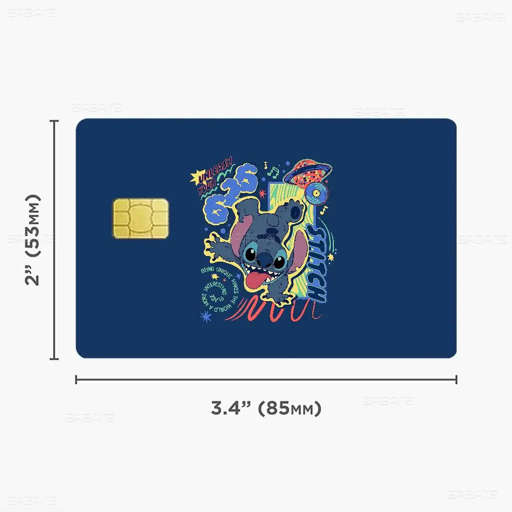 étiquettes carte bancaire stitch dessin animé mignon adhésif réutilisable waterproo