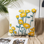 taies d'oreiller fleurées moderne decoration maison 45x45cm polyester coton lin blanc