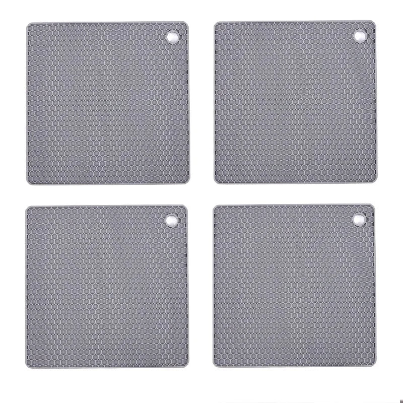 tapis protection cuisine silicone rouge gris moderne texture hexagonale imperméable anti brûlure