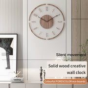 horloge murale bois clair minimaliste 35cm aiguilles modernes salon chambre