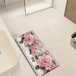 tapis bain rose motifs floraux dentelle antidérapant shabby chic floral duveteuxsetSize