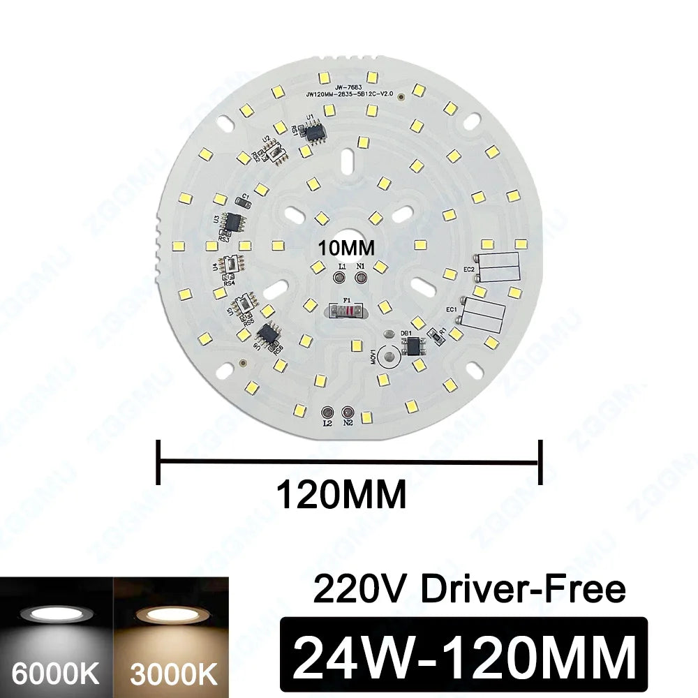 plaque led blanc diodes rondes modernes circuits intégrés connecteurs 105mm 120mm 160mm 198mm 80w