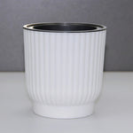 pot fleur hydroponique auto arrosage moderne blanc rayures verticales plante verte intérieur