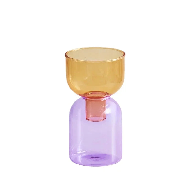 Vases modernes transparents vert bleu orange rose jaune set deux mini vases terrarium fonction