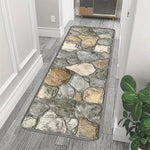 tapis imitation pierre antidérapant rustique facile nettoyer beige marron gris rectangle