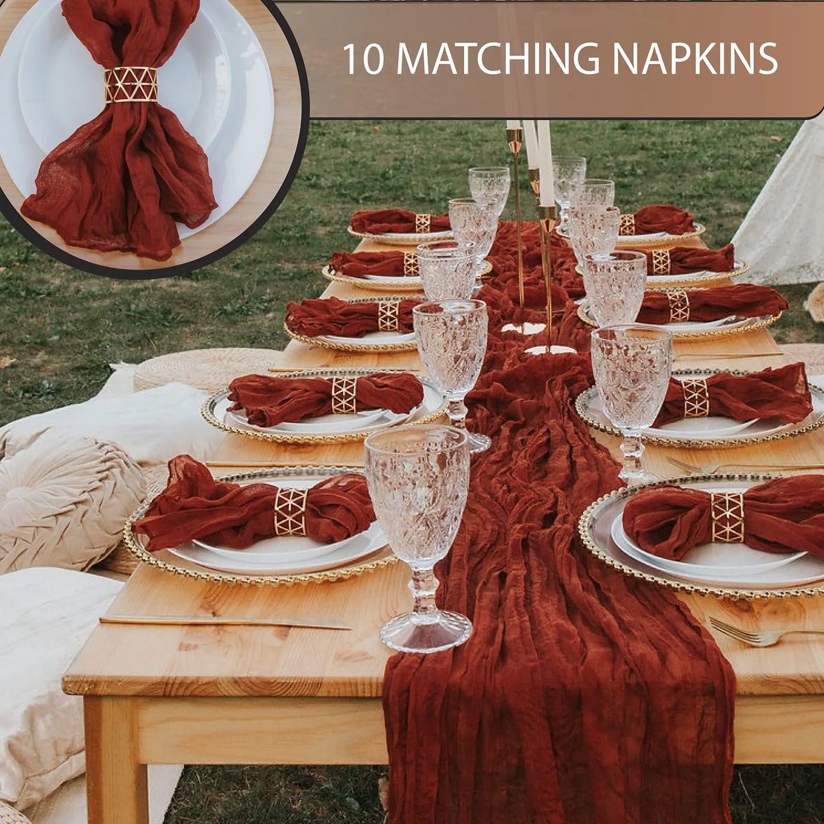 serviettes coton plissées rouge chic table maison restaurant 20x20inch