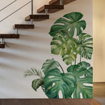 sticker mural moderne feuilles tropicales monstera brillantes facile appliquer pièces végétal adhésif maison