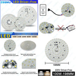plaque led blanc diodes rondes modernes circuits intégrés connecteurs 105mm 120mm 160mm 198mm 80w