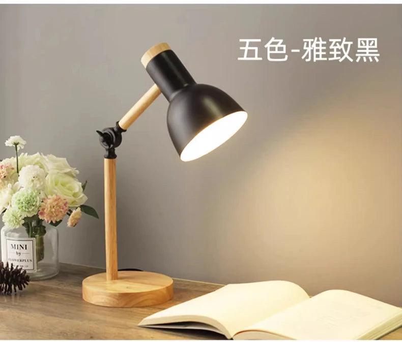 lampe table moderne scandinave bois naturel blanc vert rose jaune led certification ul rohs