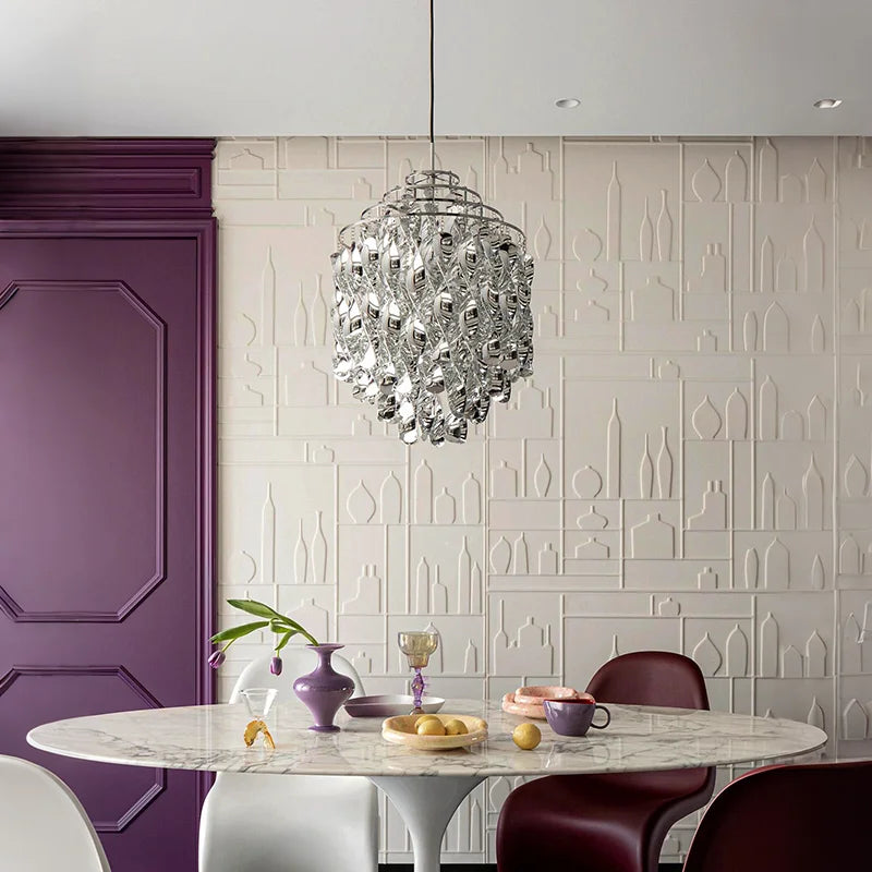 suspension lumineuse moderne transparente forme organique 3000k 4500k 6000k chambre salon restaurant