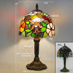 lampe table art nouveau tiffany multicolore base sculptée interrupteur bouton