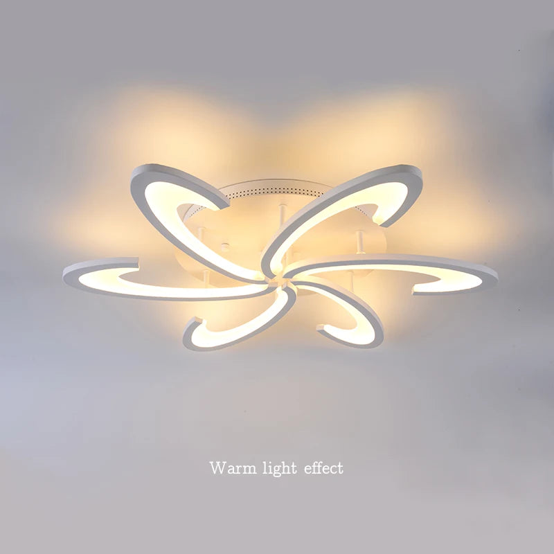 lampe suspendue moderne acrylique floral blanc éclairage quotidien led interrupteur bouton