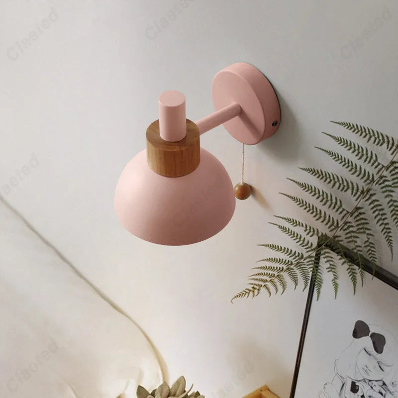 applique murale moderne vert jaune rose blanc ampoule led câble interrupteur chambre salon