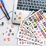 lettres autocollantes modernes lettres colorées étui lunettes adhésif opaque beige clair scrapbooking artisanat DIY