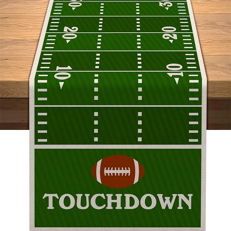 nappe lin terrain football américain imprimé touchdown vert blanc marron rouge