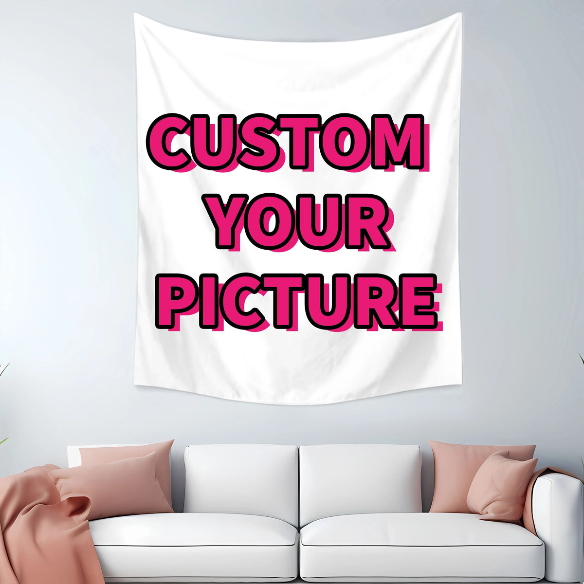 tapisserie murale moderne personnalisable blanc vert rose lettres relief CUSTOM YOUR PICTURE