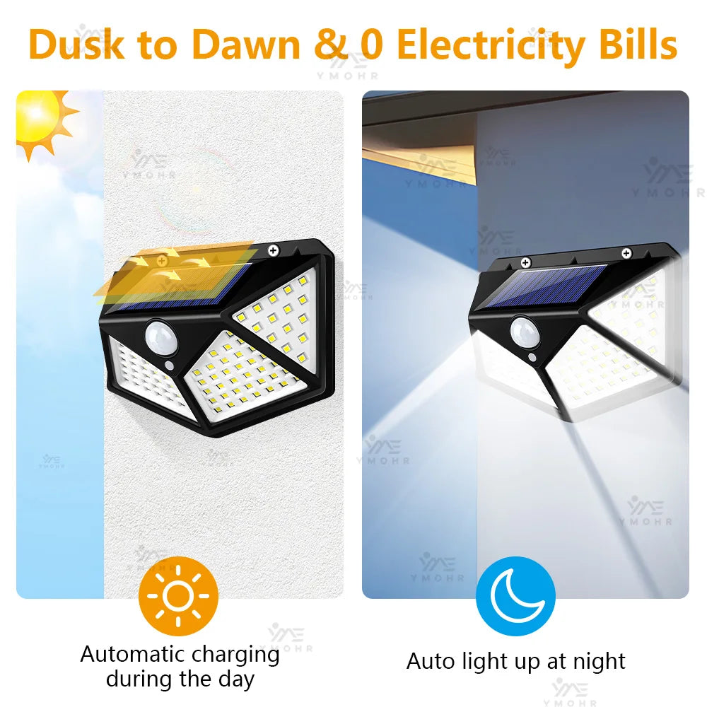 lumière solaire led extérieure ip65 moderne capteur mouvement triangles noirs autonomes
