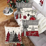 housse coussin noël arbre étoiles flocons gris blanc rouge noir traditionnel decoration festive